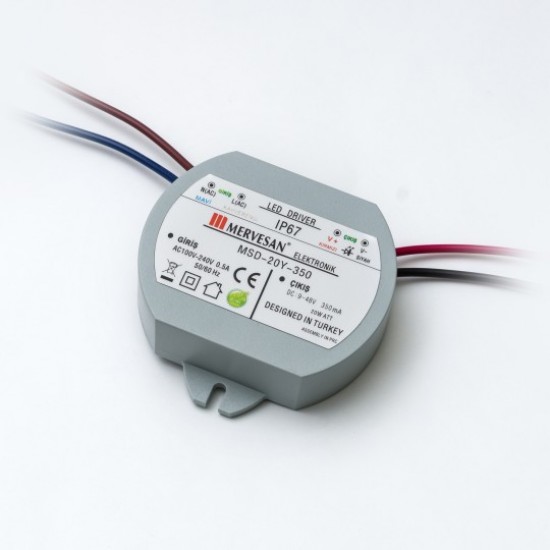 MERVESAN - 500 mA 20 W SABİT AKIM YUVARLAK AC/DC LED DRİVER IP 67 - MSD-20Y-500 MERVESAN 500 mA 20 W SABİT AKIM YUVARLAK AC/DC LED DRİVER IP 67 - MSD-20Y-500 MSD-20Y-500