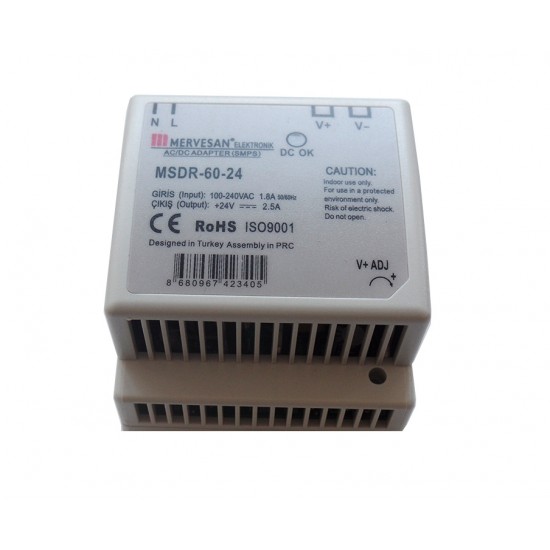 MERVESAN - 24 V-2,5 A RAY TİPİ AC/DC ADAPTÖR - MSDR-60-24 MERVESAN 24 V-2,5 A RAY TİPİ AC/DC ADAPTÖR - MSDR-60-24 MSDR-60-24