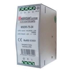 24 V-3 A RAY TİPİ AC/DC ADAPTÖR - MSDR-75-24 24 V-3 A RAY TİPİ AC/DC ADAPTÖR - MSDR-75-24
